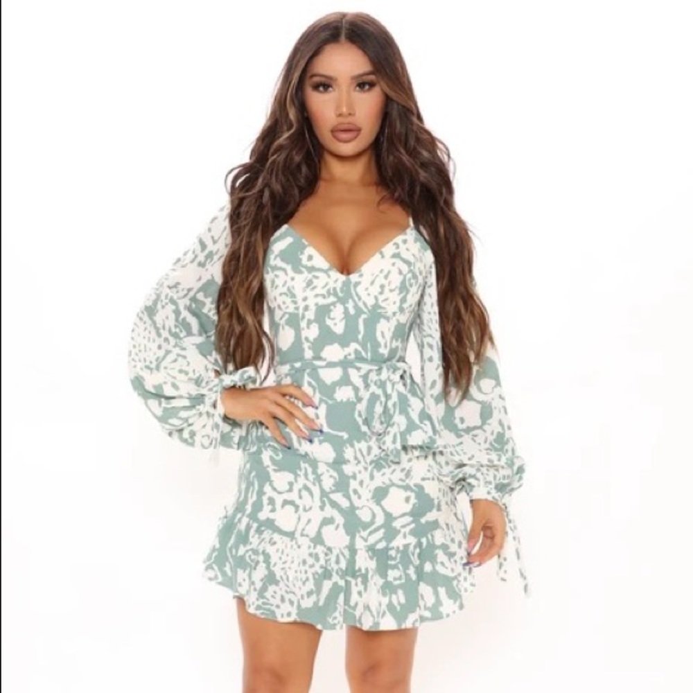 Trust My Instincts Mini Dress - Sage/combo